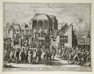Auto de fe en la plaza Mayor de Valladolid, según una calcografía de principios del siglo XVII.