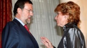 El Presidente del Gobierno Mariano Rajoy y la ex presidenta de la Comunidad de Madrid, Esperanza Aguirre