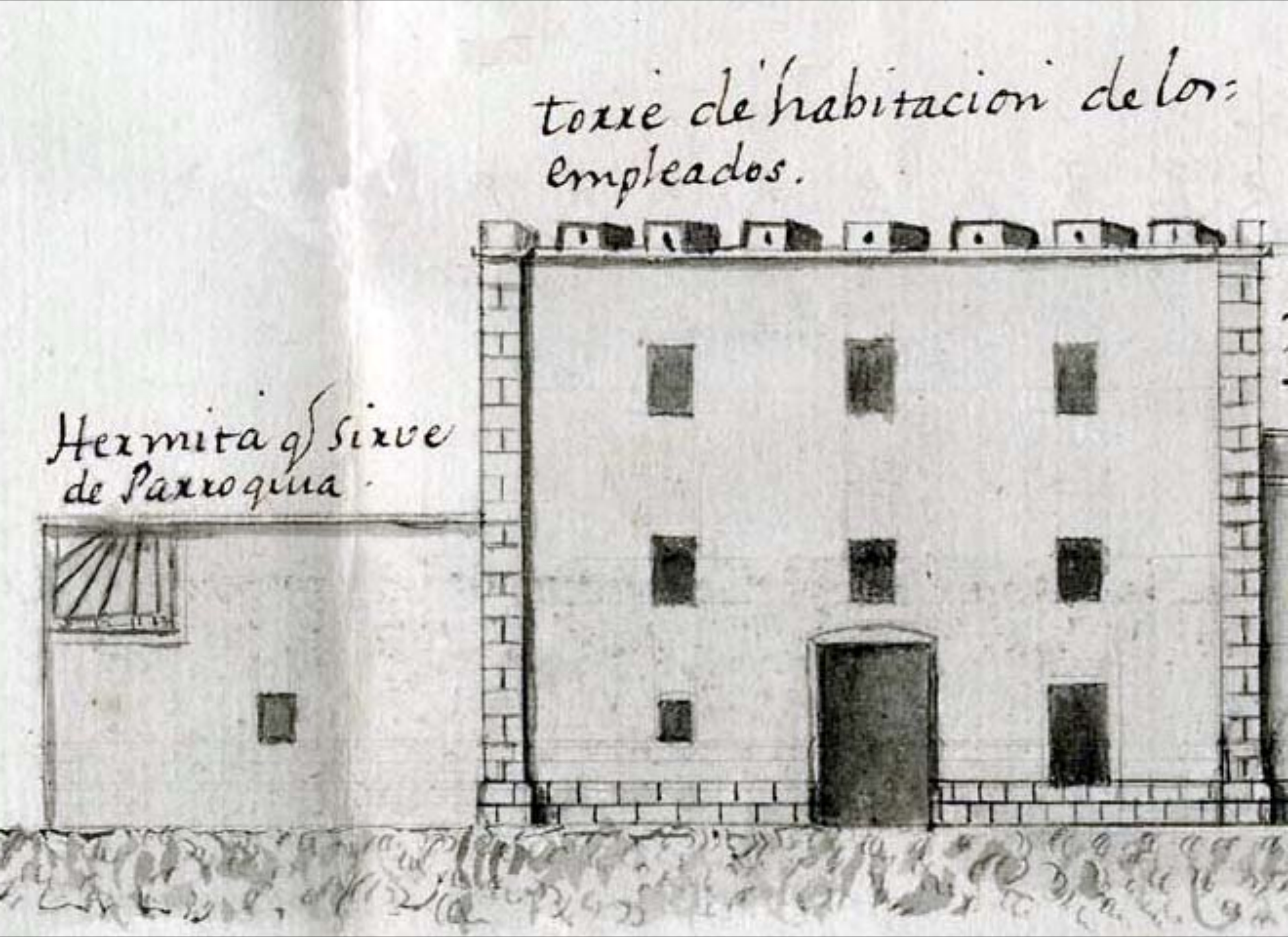 Año 1773. Detalle de la desaparecida torre medieval de Mata. / Plano de Juan Martínez - Archivo General de Simancas