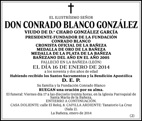 ESQUELA: CONRADO BLANCO GONZÁLEZ