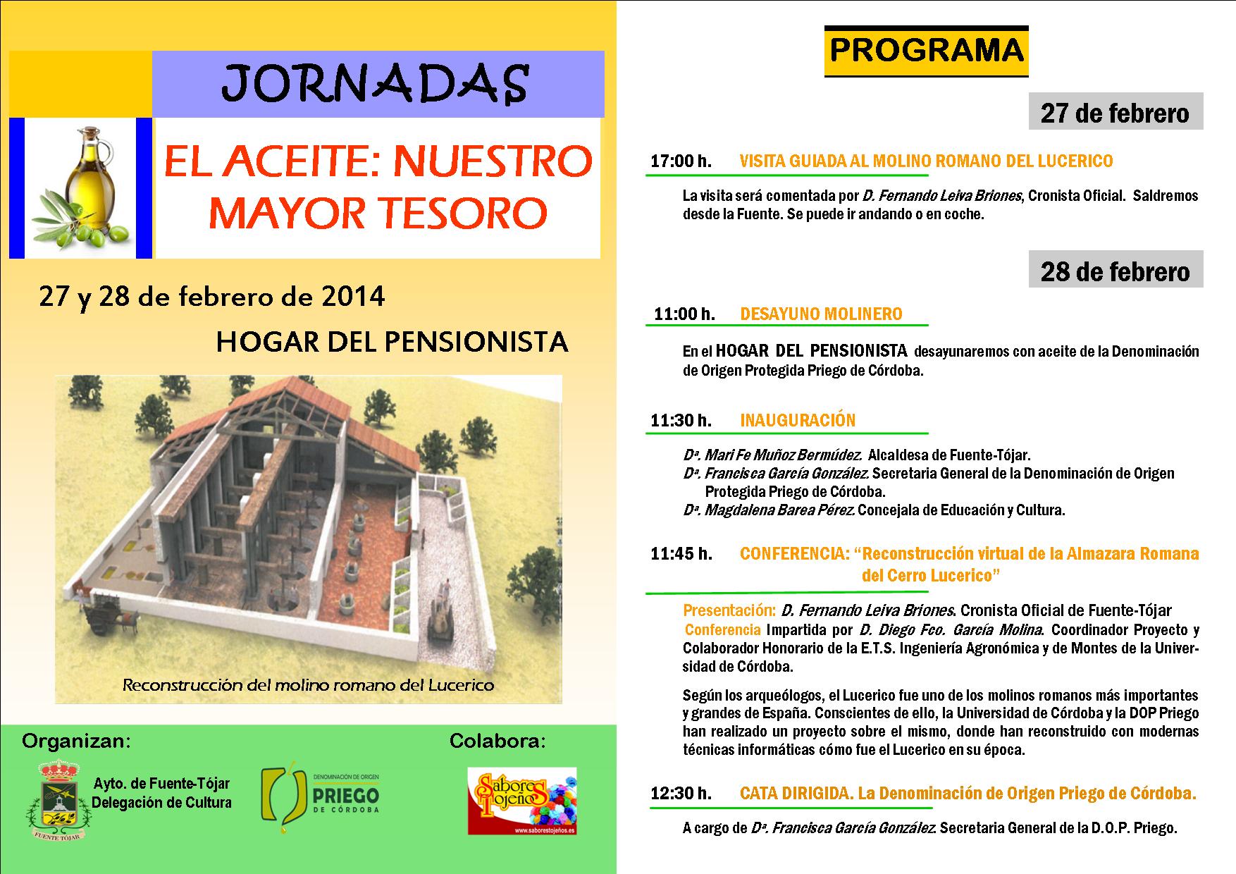 JORNADAS «EL ACEITE: NUESTRO MAYOR TESORO» EN EL HOGAR DEL PENSIONISTA DE FUENTE-TÓJAR (CÓRDOBA)