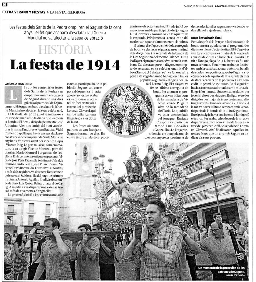 LA FESTA DELS SANTS DE LA PEDRA DE SAGUNT DE 1914