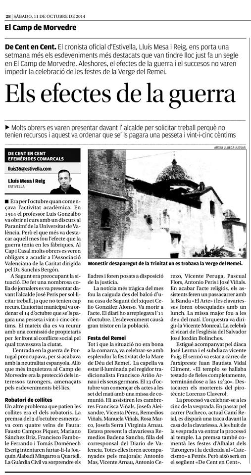 «DE CENT EN CENT»: ELS EFECTES DE LA GUERRA