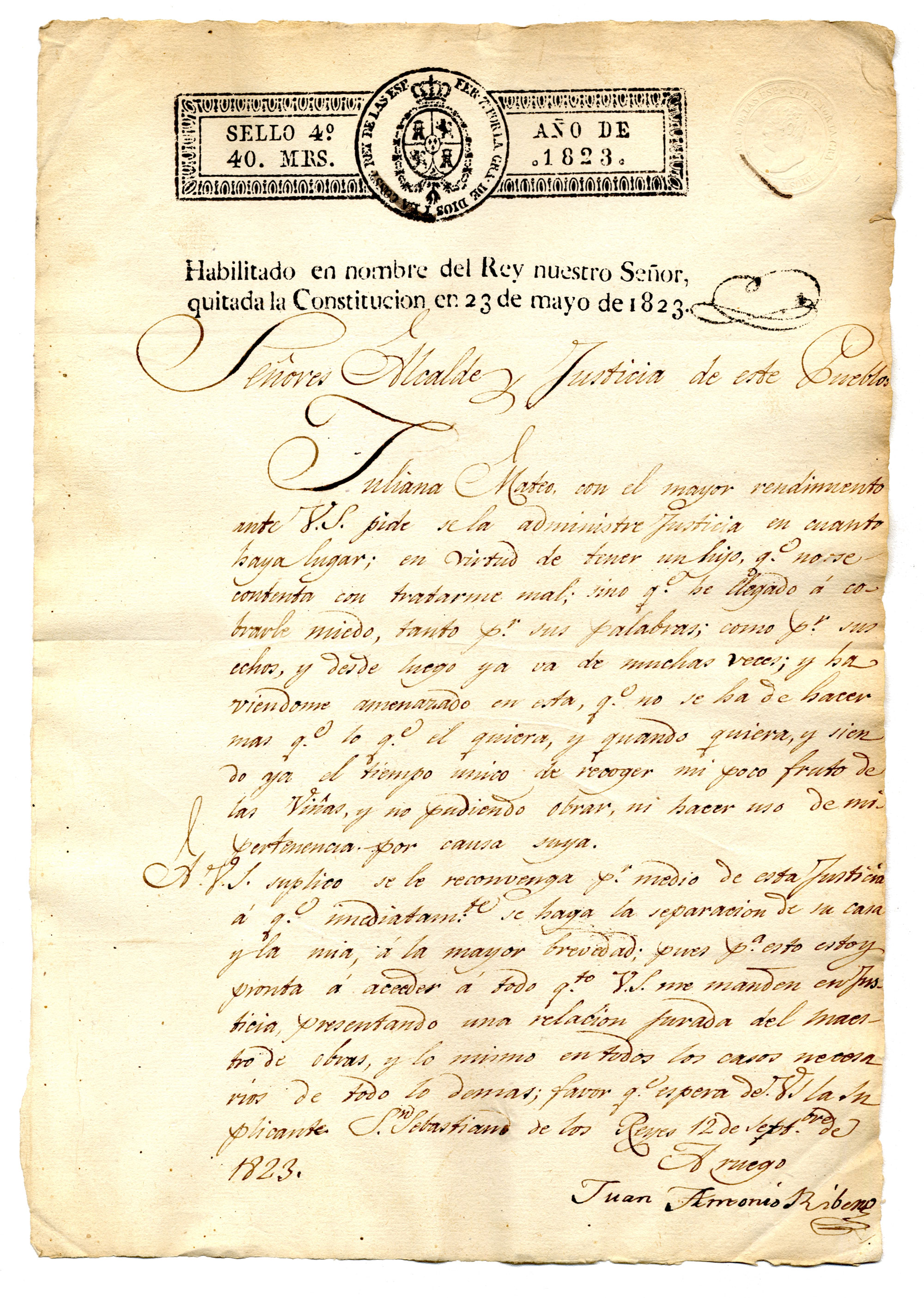 PETICIONES DE JUSTICIA DEL AÑO 1823