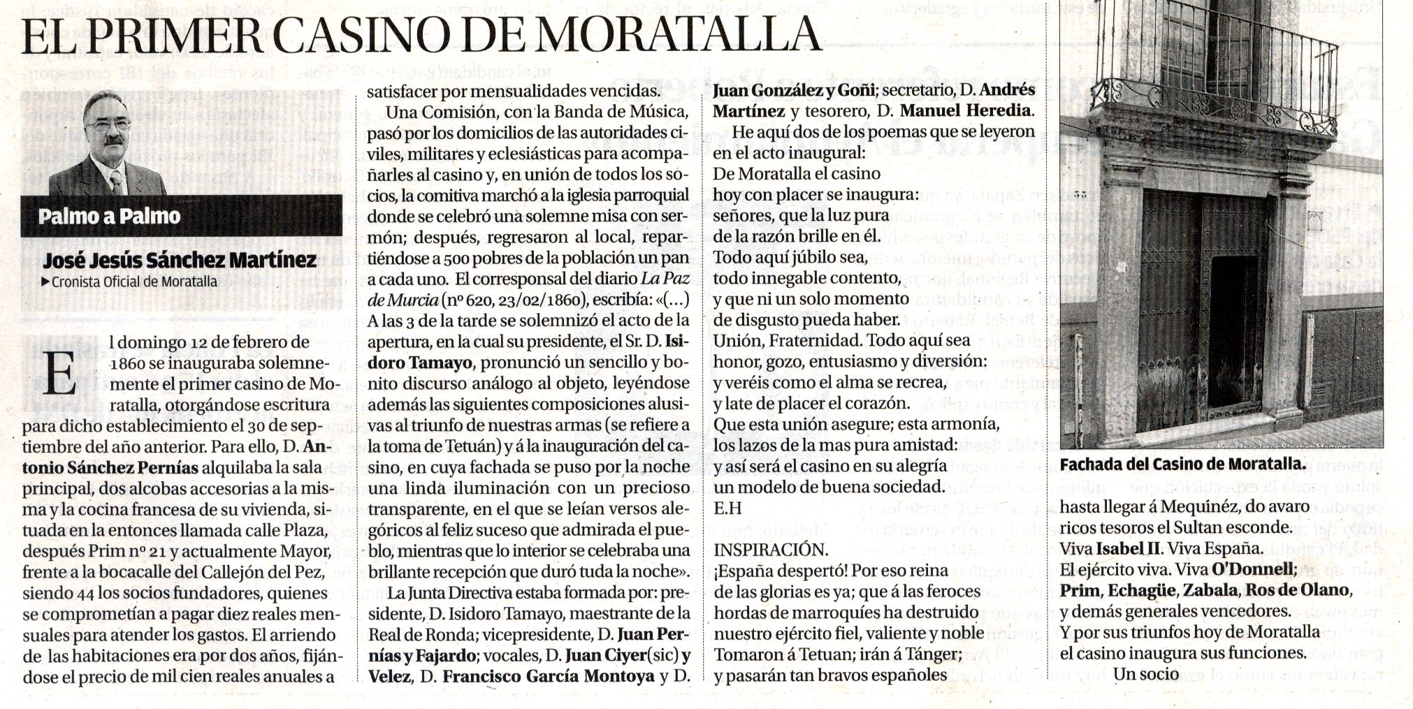 EL PRIMER CASINO DE MORATALLA