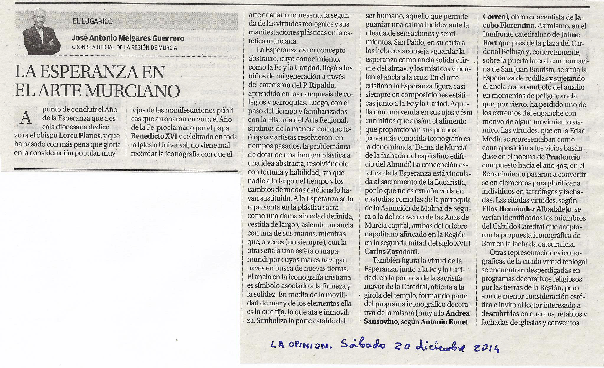 LA ESPERANZA EN EL ARTE MURCIANO