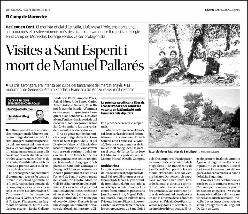 VISITES A SANT ESPERIT I MORT DE MANUEL PALLARÉS