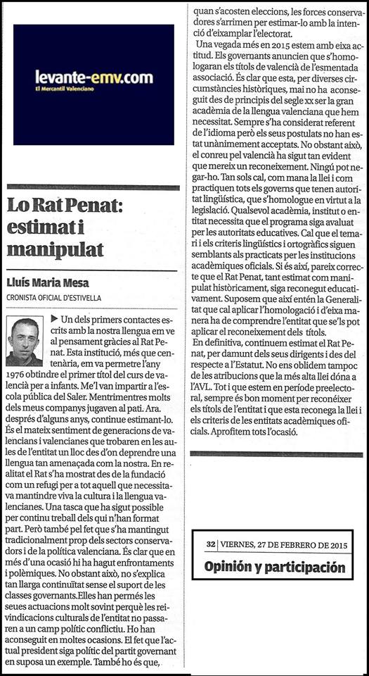 LO RAT PENAT: ESTIMAT I MANIPULAT