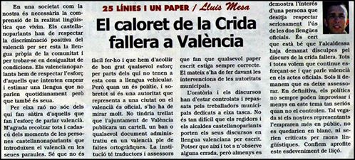 EL CALORET DE LA CRIDA FALLERA A VALÈNCIA