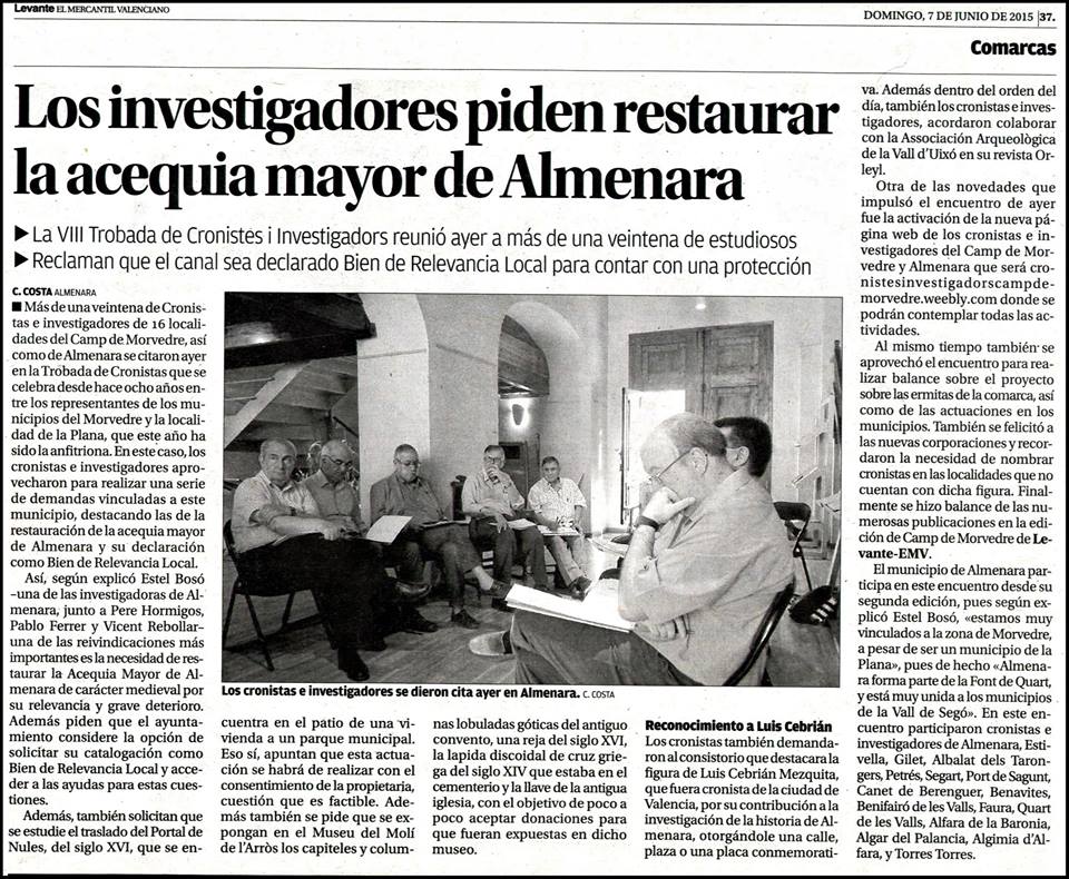 VIII TROBADA DE CRONISTES I INVESTIGADORS DEL CAMP DE MORVEDRE I ALMENARA (VALENCIA)