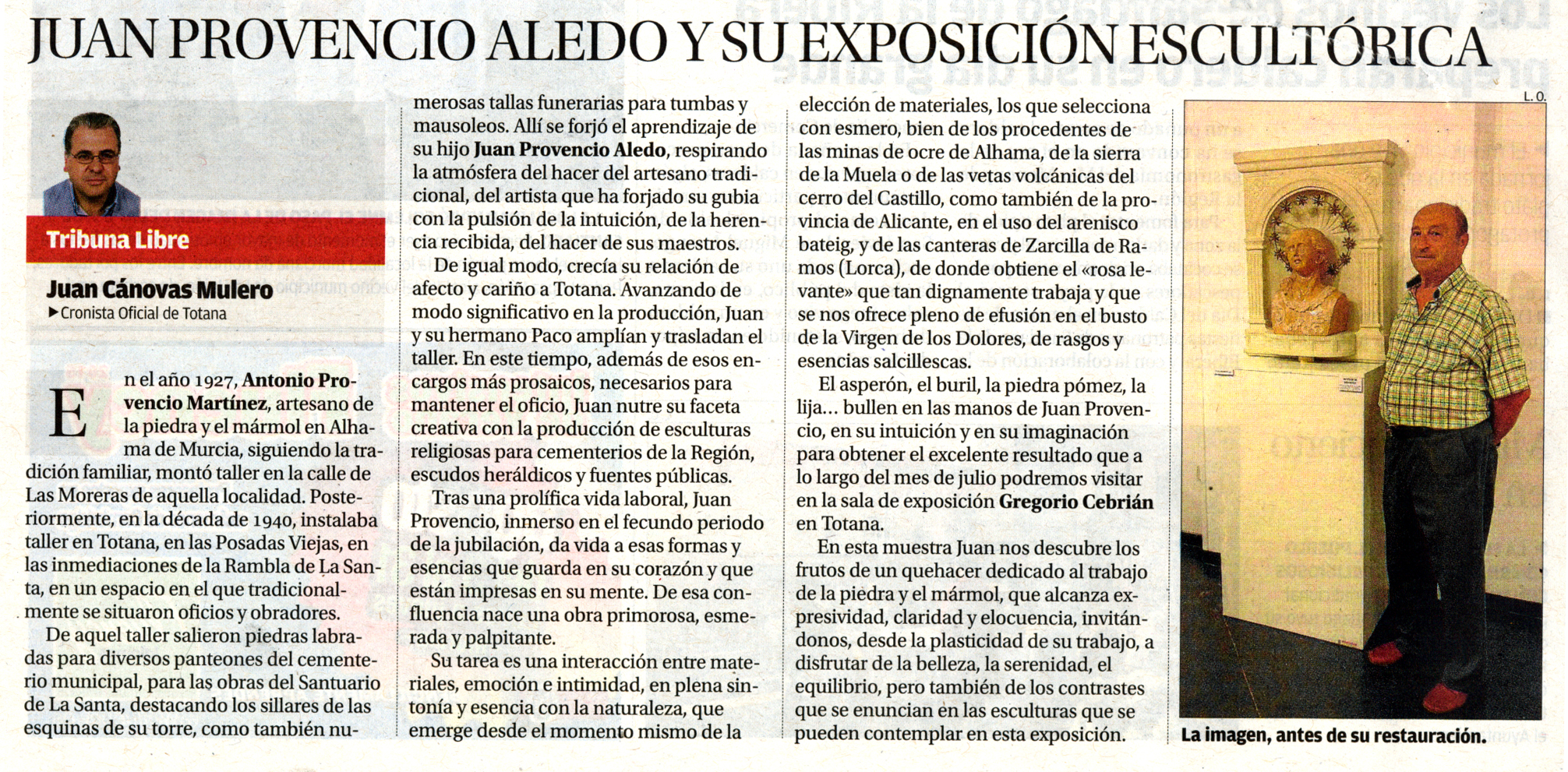 JUAN PROVENCIO ALEDO Y SU EXPOSICIÓN ESCULTÓRICA