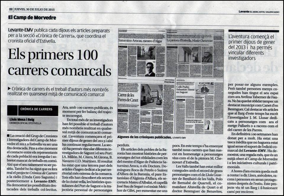 ELS PRIMERS 100 CARRERS COMARCALS