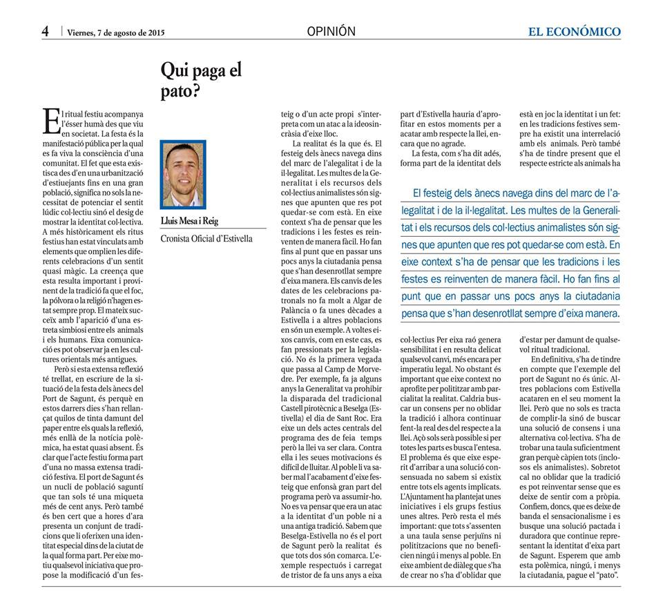 QUI PAGA EL «PATO»?