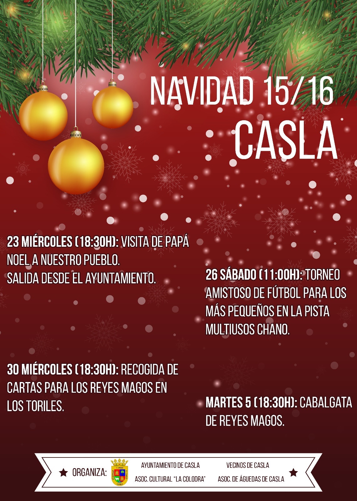 LAS FIESTAS NAVIDEÑAS EN CASLA. ESTE AÑO CON LA NOVEDAD DEL “I SAN SILVESTRE LA COLODRA”.