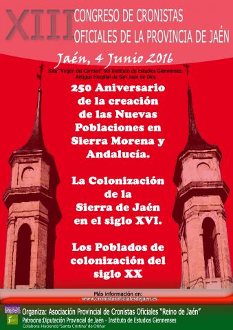 CONVOCATORIA DEL XIII CONGRESO DE CRONISTAS OFICIALES DE LA PROVINCIA DE JAÉN
