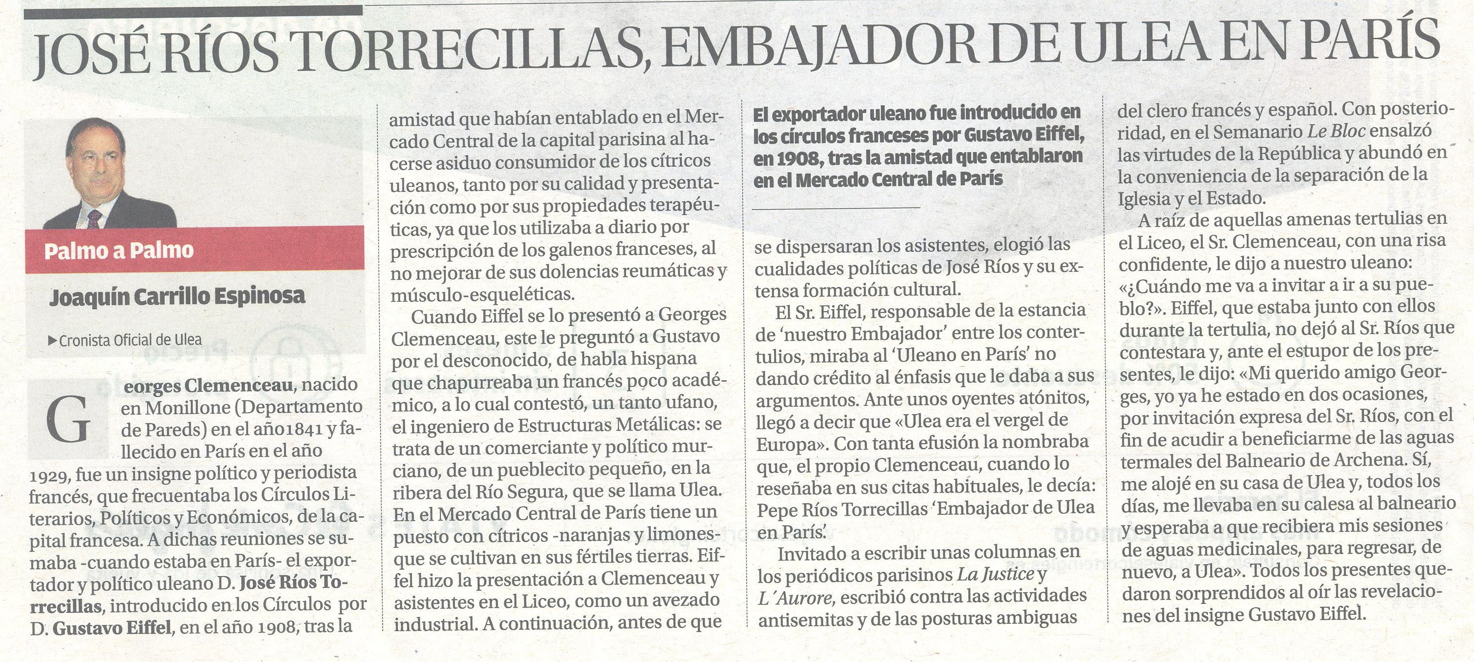 JOSÉ RÍOS TORRECILLAS, EMBAJADOR DE ULEA EN PARÍS