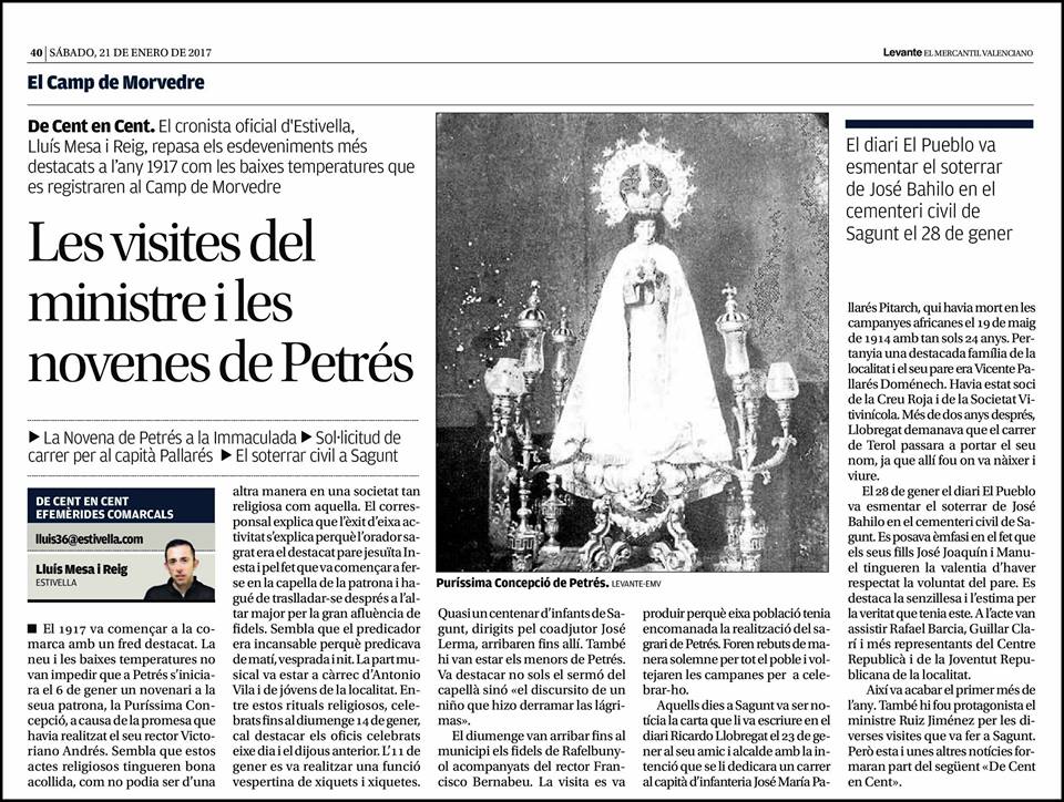 LES VISITES DEL MINISTRE I LES NOVENES DE PETRÉS