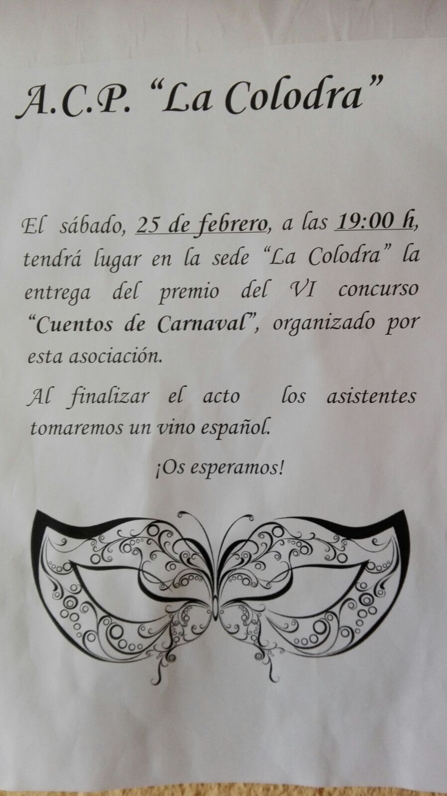VI CONCURSO DE CUENTOS DE CARNAVAL DE “LA COLODRA” Y RITO DE LA VAQUILLA. EN LA LOCALIDAD SEGOVIANA DE CASLA
