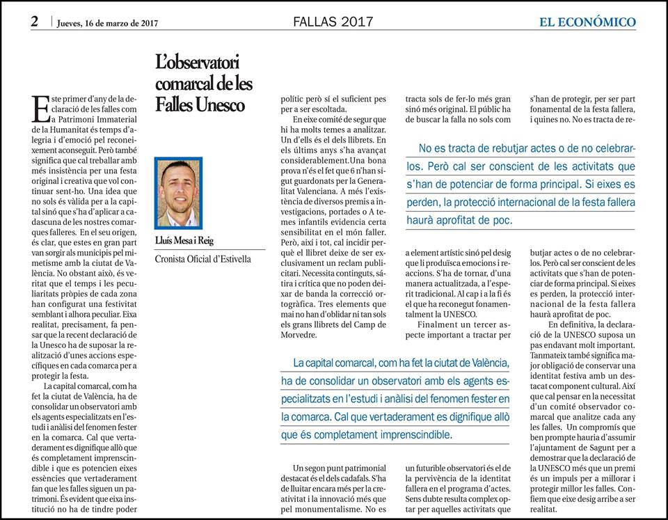 L’OBSERVATORI COMARCAL DE LAS FALLES UNESCO