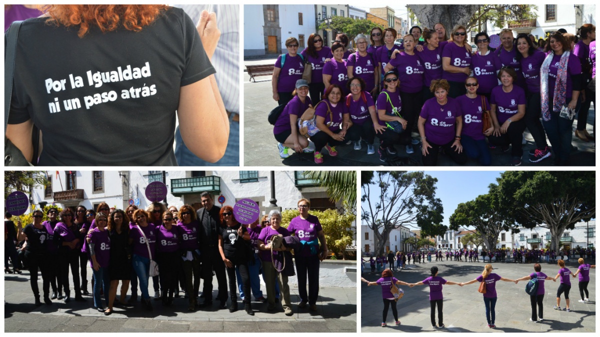 TELDE (CANARIAS) BOTA POR LA IGUALDAD • EL PARO FEMENINO DE MEDIA HORA DE DURACIÓN EN LA PLAZA DE SAN JUAN CONCLUYÓ CON CÁNTICOS Y SALTOS A FAVOR DEL FEMINISMO Y CONTRA EL MACHISMO