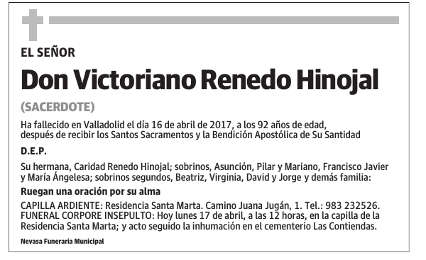 EL PRIMER RECTOR DE MI VIDA, VICTORIANO RENEDO HINOJAL, CRONISTA OFICIAL DEL PUEBLO DE SOTOVELLANOS (BURGOS)