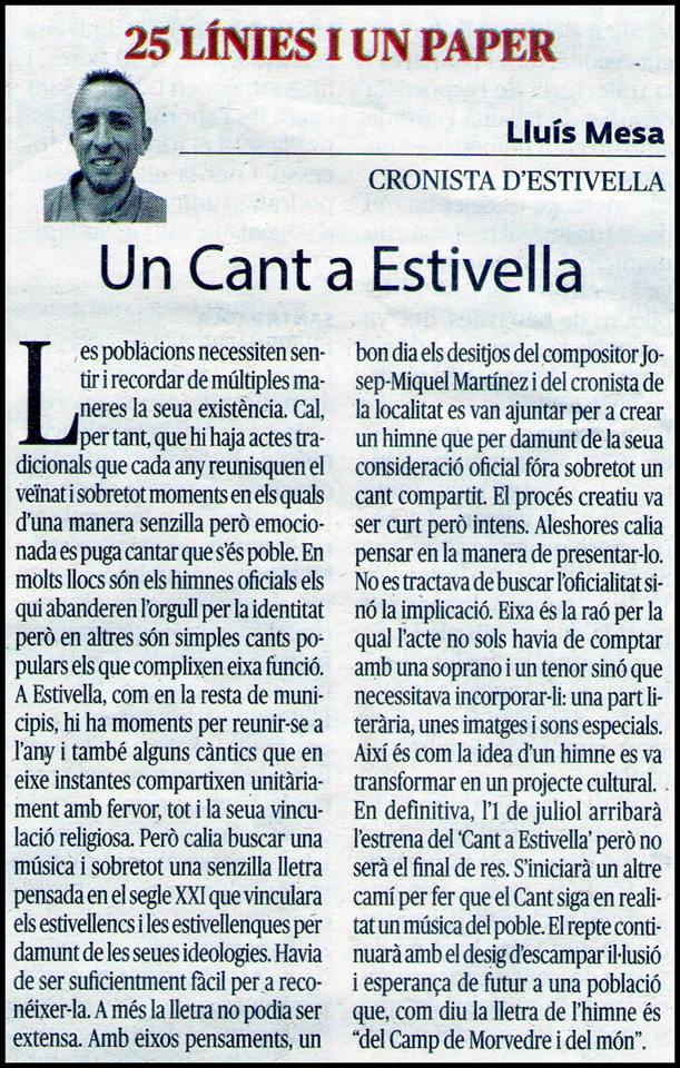 UN CANT A ESTIVELLA