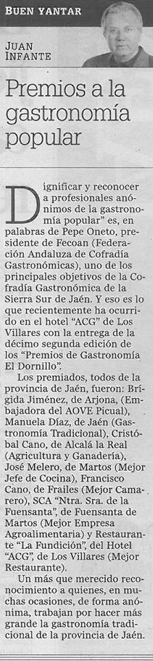 PREMIOS A LA GASTRONOMÍA POPULAR