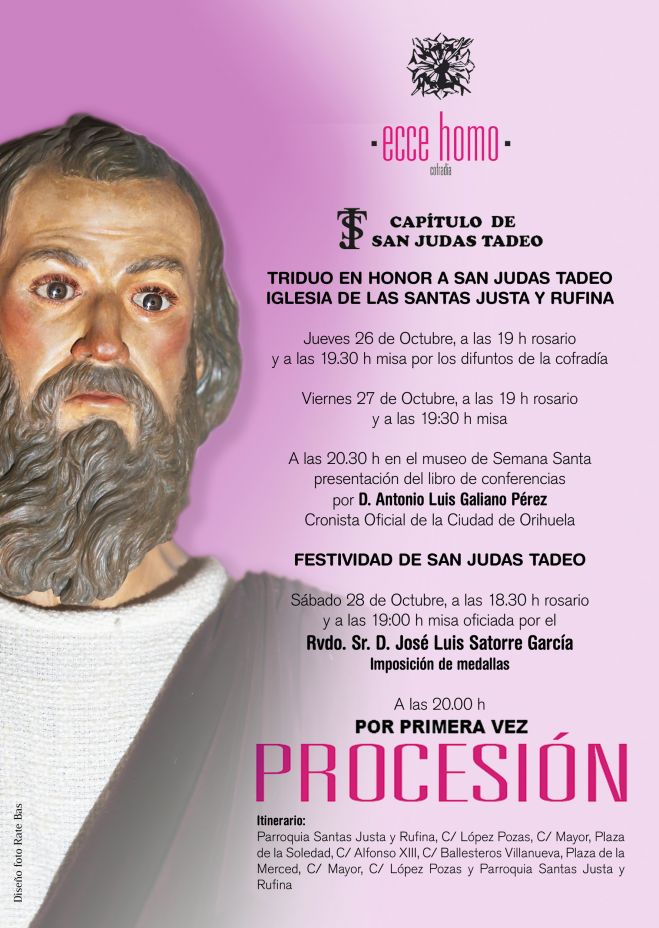 SAN JUDAS TADEO SALDRÁ POR PRIMERA VEZ EN PROCESIÓN EL PRÓXIMO 28 DE OCTUBRE COINCIDIENDO CON SU FESTIVIDAD