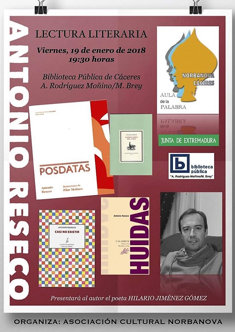 LA ASOCIACIÓN NORBANOVA DE CÁCERES REANUDA SU AULA DE LECTURA CON UNA SESIÓN DEL ESCRITOR VILLANOVENSE ANTONIO RESECO