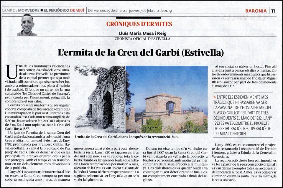 L’ERMITA DE LA CREU DEL GARBÍ (ESTIVELLA)