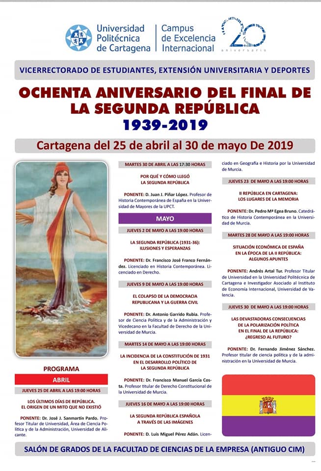 LOS CRONISTAS OFICIALES DE CARTAGENA, FRANCISCO JOSÉ FRANCO FERNÁNDEZ Y LUIS MIGUEL PÉREZ ADÁN, PARTICIPAN EN LA CELEBRACIÓN DEL OCHENTA ANIVERSARIO DEL FINAL DE LA SEGUNDA REPÚBLICA ESPAÑOLA