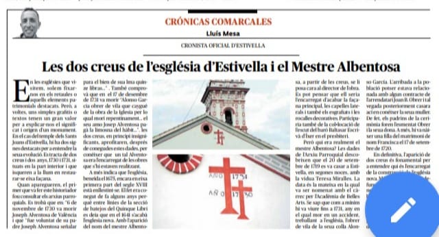LES DOS CREUS DE L’ESGLÉSIA D’ESTIVELLA I EL MESTRE ALBENTOSA