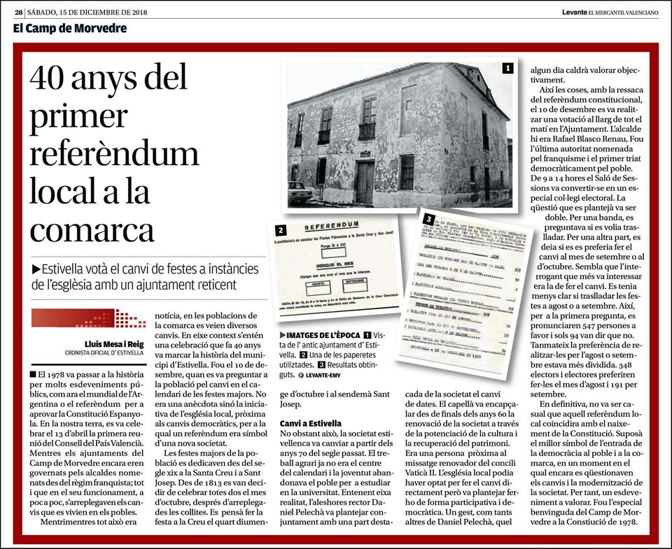 40 ANY DEL PRIMER REFERÈNDUM LOCAL A LA COMARCA