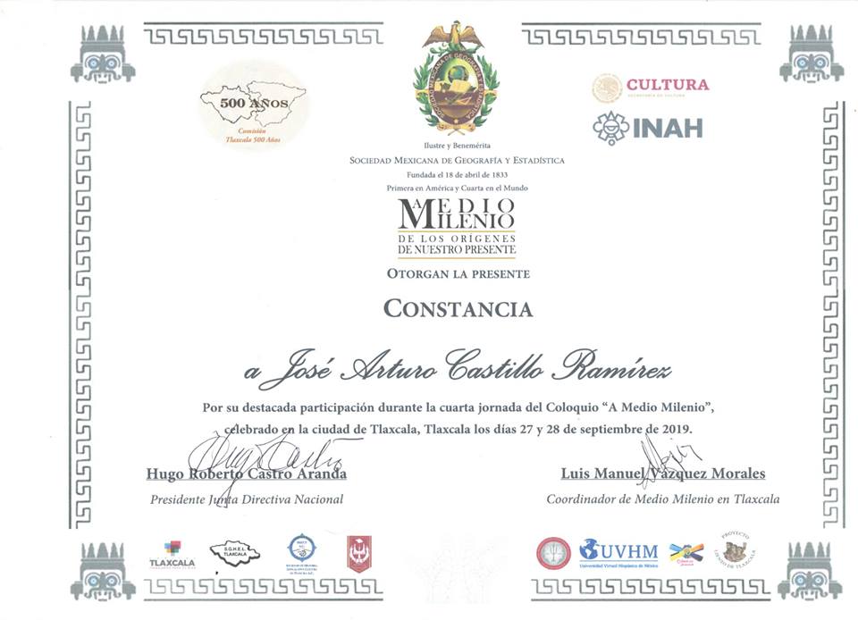 JOSÉ ARTURO CASTILLO RAMÍREZ, CRONISTA DE RÍO GRANDE, ZAC. (MÉXICO), PARTICIPA EN LA CUARTA JORNADA DEL COLOQUIO ‘A MEDIO MILENIO ‘