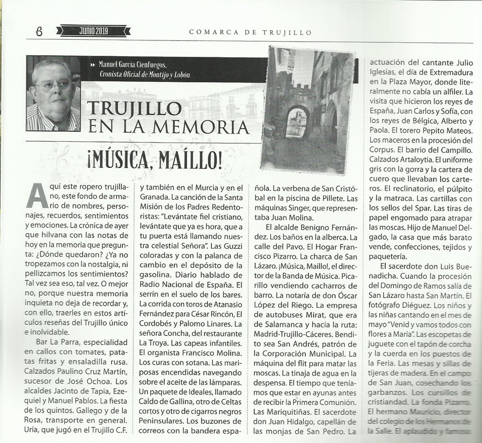 ÚLTIMOS ARTÍCULOS EN LA REVISTA COMARCA (TRUJILLO)