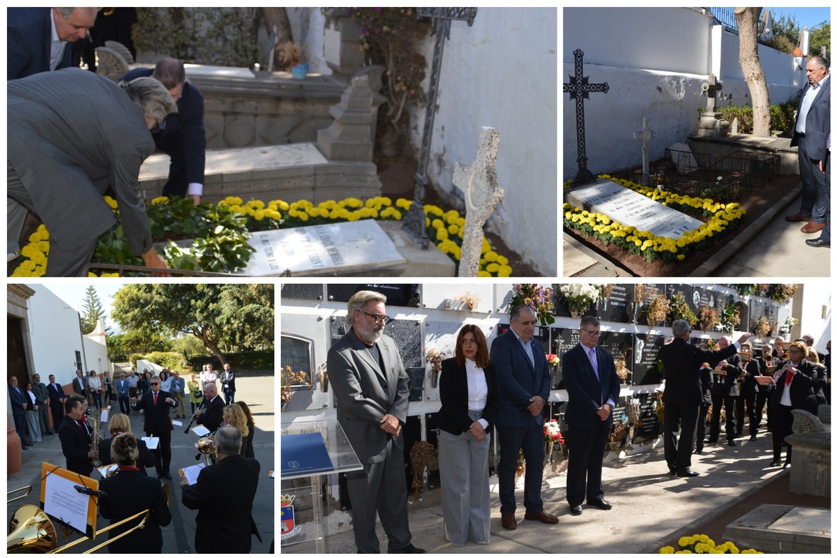 TELDE SALDA UNA DEUDA CON LA FAMILIA DE LEÓN Y CASTILLO • LA CIUDAD RINDE HONORES A LOS PADRES DEL PATRICIO TELDENSE CON UN OFRENDA FLORAL EN SU TUMBA EN EL CEMENTERIO DE SAN JUAN