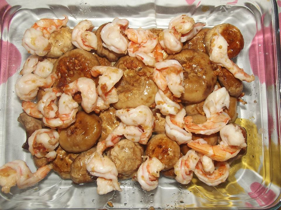 ARBEYINOS CON JAMÓN Y CHAMPIÑONES CON LANGOSTINOS