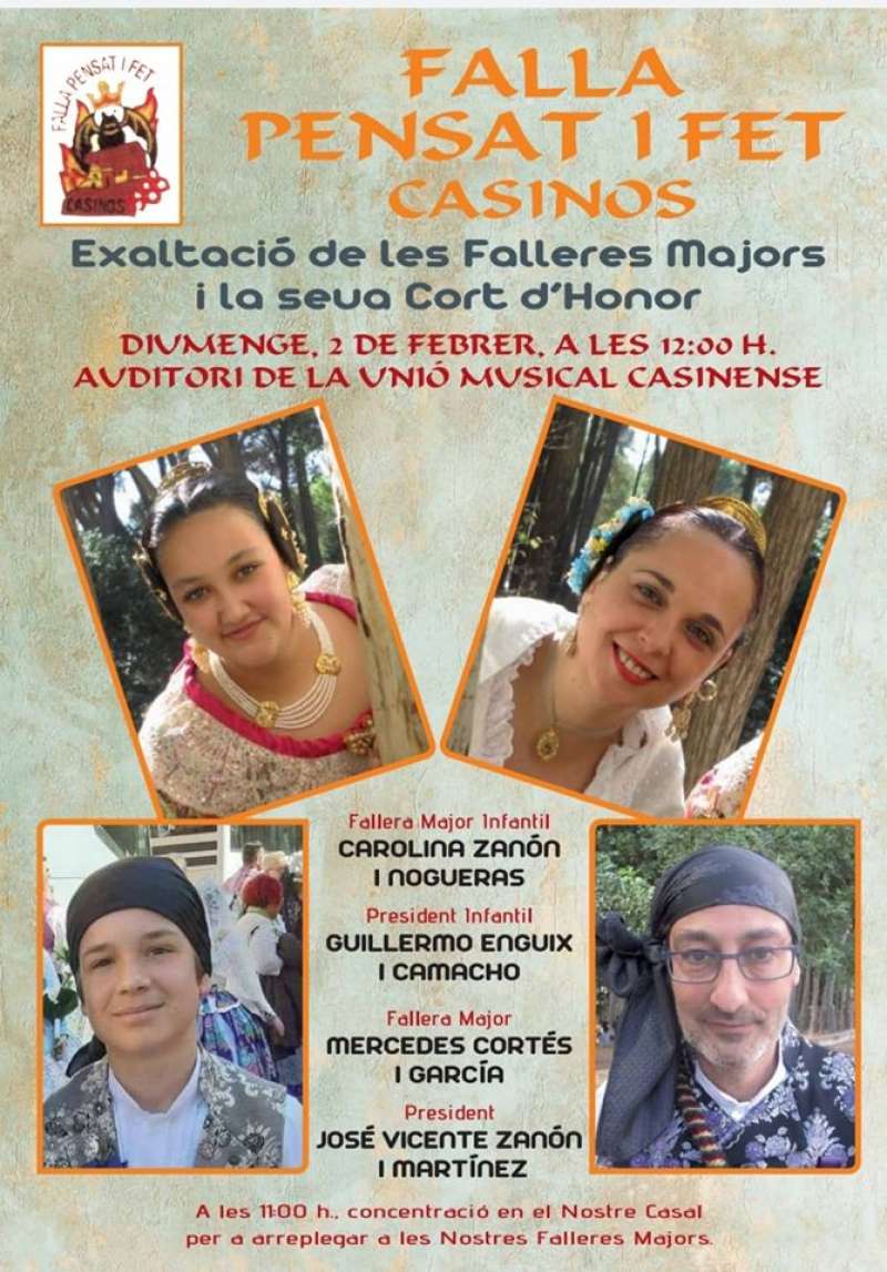 LA FALLA PENSAT I FET PRESENTA A SUS FALLERAS MAYORES • CASINOS SE UNE A LA TRADICIÓN FALLERA CON ESTA FALLA QUE DESDE FINALES DEL SIGLO XX ESTÁ DANDO COLOR A LA FIESTA JOSEFINA