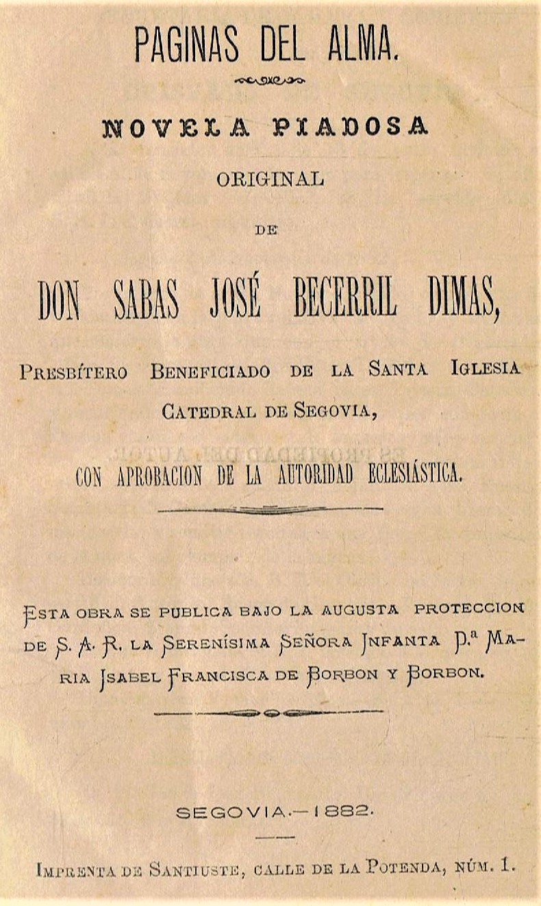 «PAGINAS DEL ALMA» DE DON JOSÉ SABAS DE BECERRIL