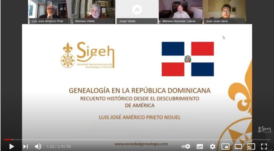 AUDIOVISUALES EN AGOSTO: CONFERENCIA DE PRIETO NOUEL SOBRE GENEALOGÍA DOMINICANA