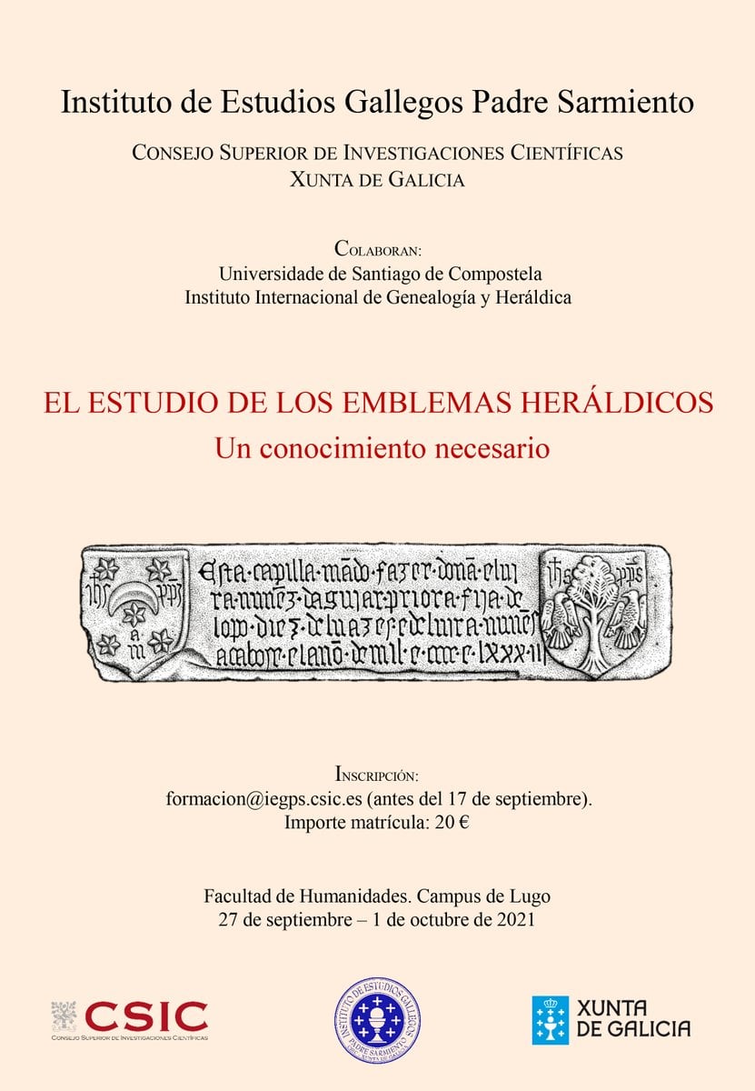 EL ESTUDIO DE LOS EMBLEMAS HERÁLDICOS, UN CONOCIMIENTO NECESARIO. CURSO DEL INSTITUTO DE ESTUDIOS GALLEGOS PADRE SARMIENTO