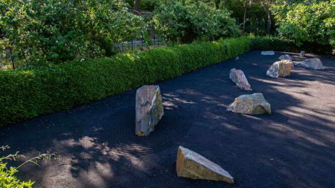 EL BOTÁNICO INAUGURA UN JARDÍN ZEN NEGRO CON 70 TONELADAS DE CENIZA DE LA PALMA