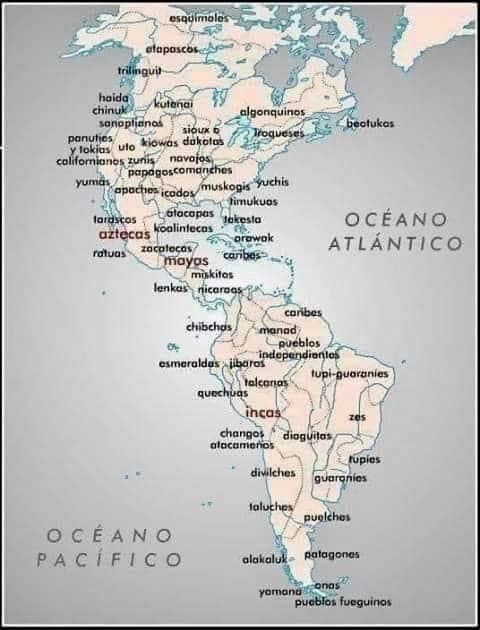 CRÓNICA DE ZACATECAS – MAPA DE LOS PUEBLOS ORIGINARIOS DEL CONTINENTE AMERICANO.