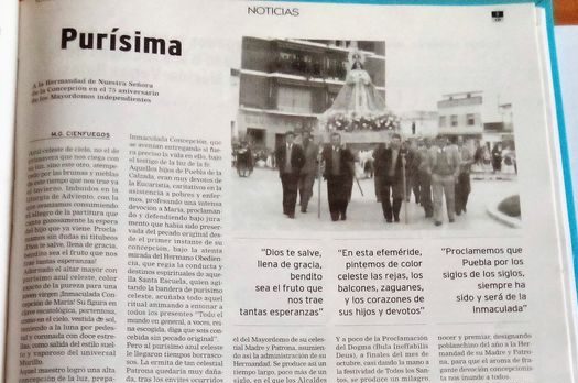 FESTIVIDAD DE LA INMACULADA CONCEPCIÓN, PATRONA DE PUEBLA DE LA CALZADA