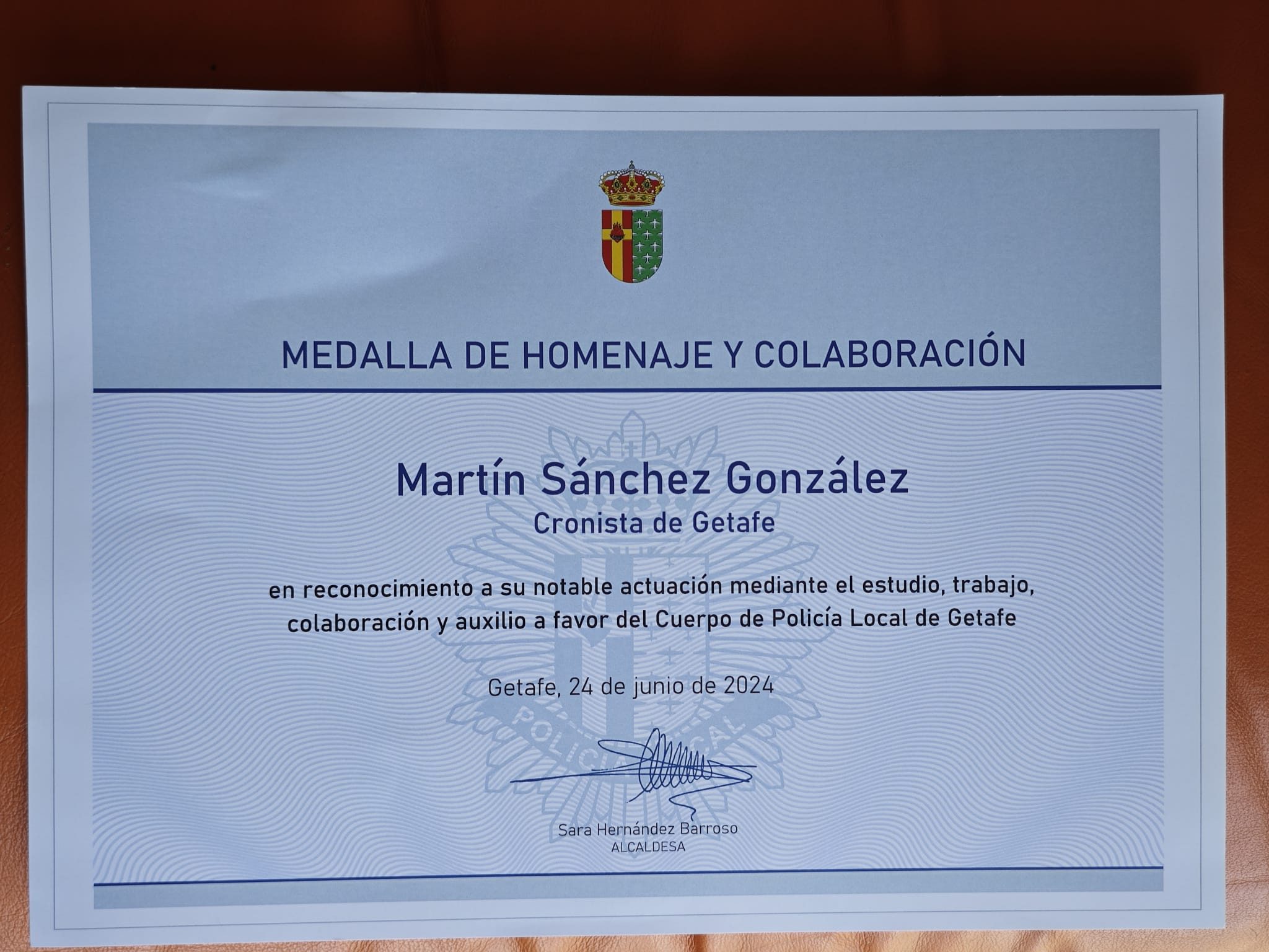 HOMENAJE DE LA POLICIA LOCAL DE GETAFE