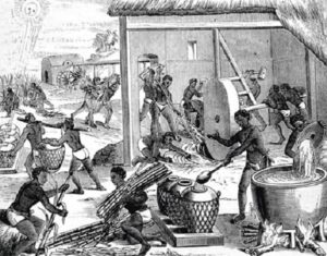 Ingenio azucarero americano (grabado de J. Théodore de Bry, s. XVI)