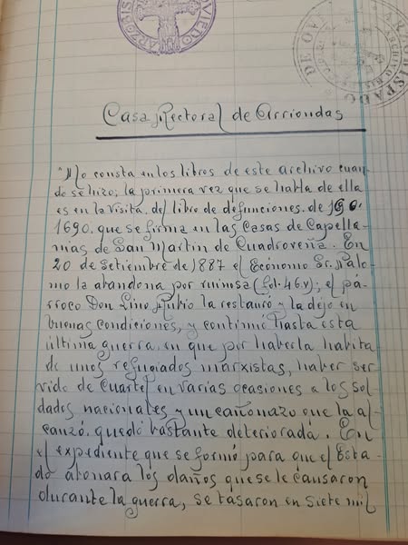 CASA RECTORAL DE SAN MARTÍN DE CUADROVEÑA DESDE AL MENOS HACE 335 AÑOS