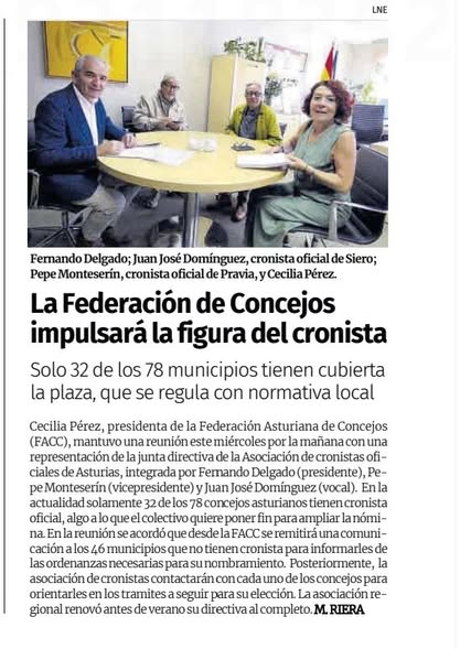 LA FEDERACIÓN DE CONCEJOS IMPULSARÁ LA FIGURA DEL CRONISTA OFICIAL