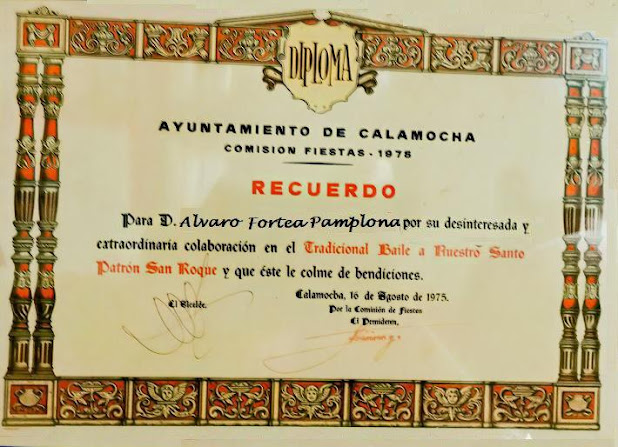 DIPLOMA AL BAILADOR SAN ROQUE 1975