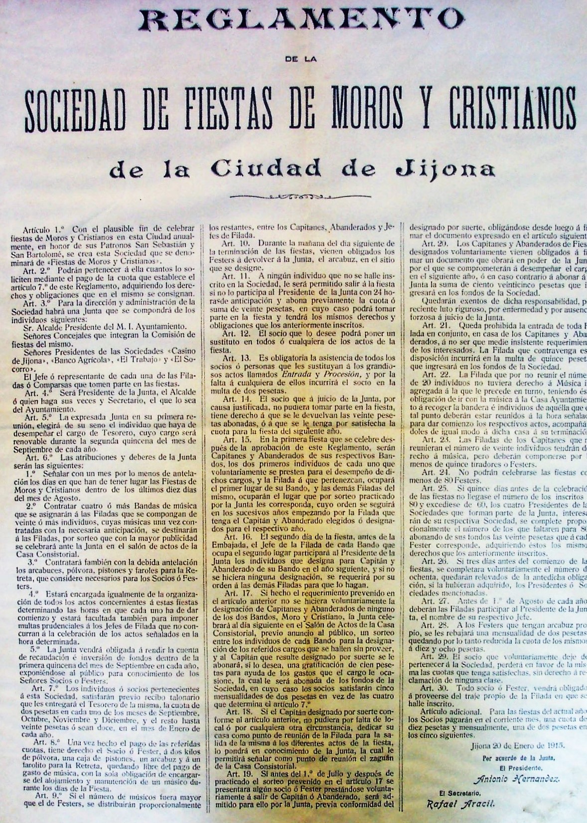 EL REGLAMENTO DE LAS FIESTAS DE XIXONA DE 1915. ELECCIÓN DE LOS CARGOS DE CAPITANÍA.(Y II